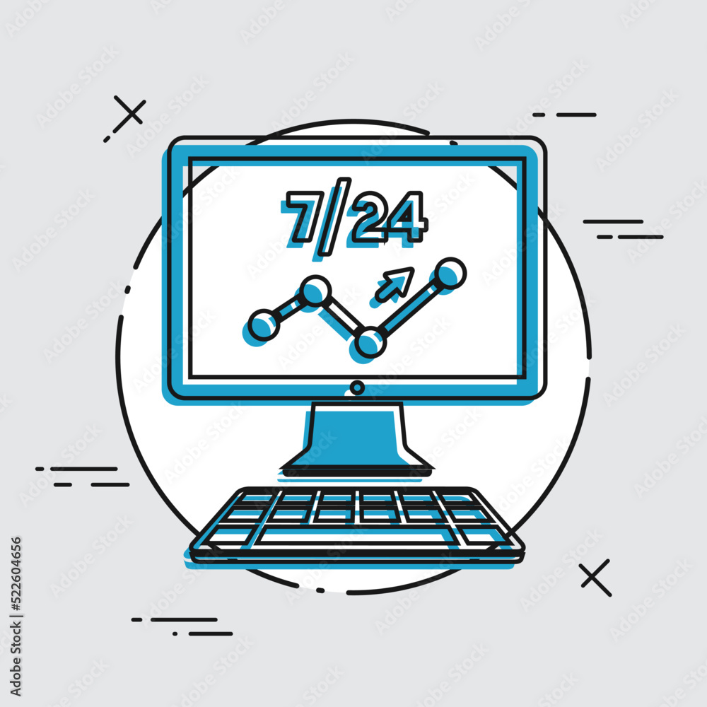 Data report services 7/24 - Vector flat icon