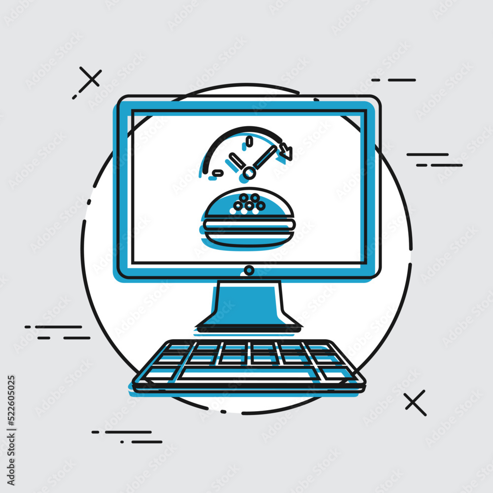Fast food full time service - Vector flat icon Fast food full time service - Vector flat icon