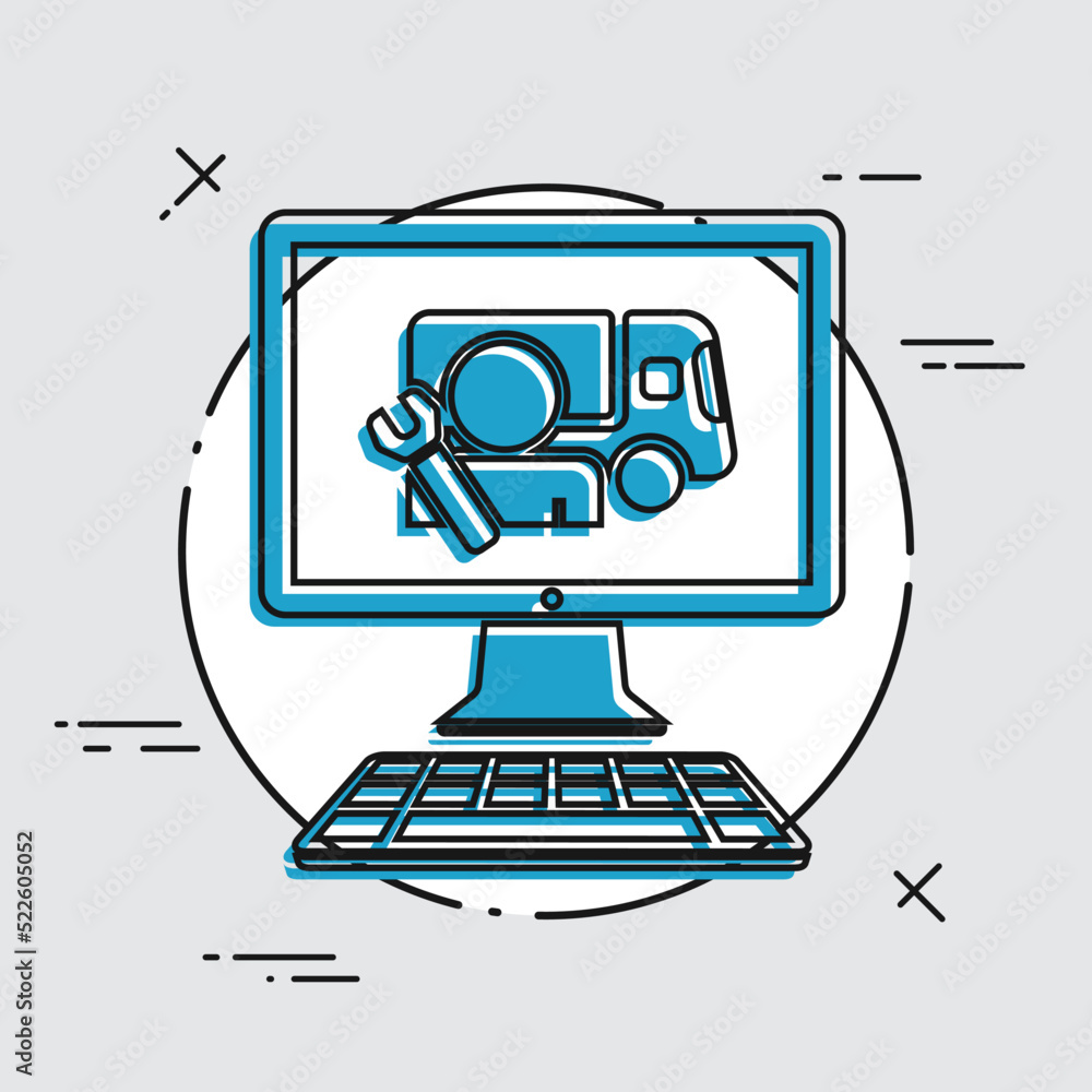 Truck assistance online - Vector flat icon Truck assistance online - Vector flat icon