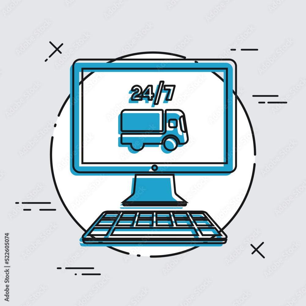 Online delivery services 24/7 - Vector flat icon Online delivery services 24/7 - Vector flat icon
