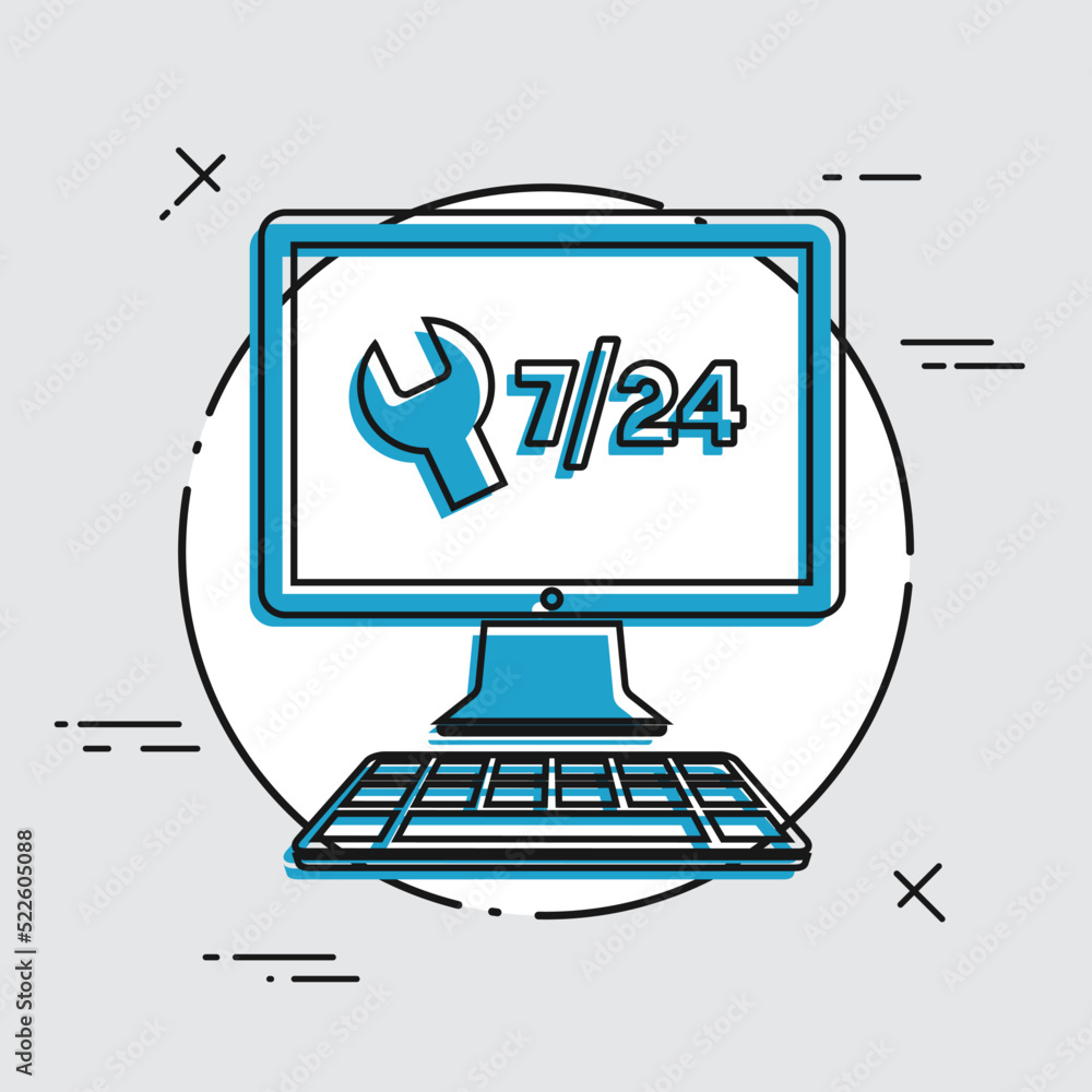 Steady services 24/7 - Vector flat icon Steady services 24/7 - Vector flat icon