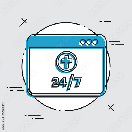 Religious web services 24/7 - Vector flat icon