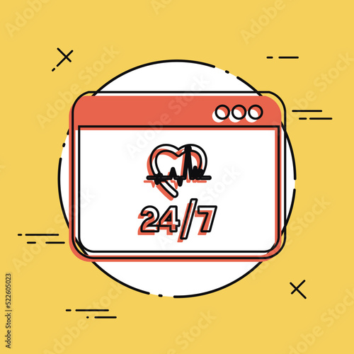 Online medical services 24/7 - Vector flat icon