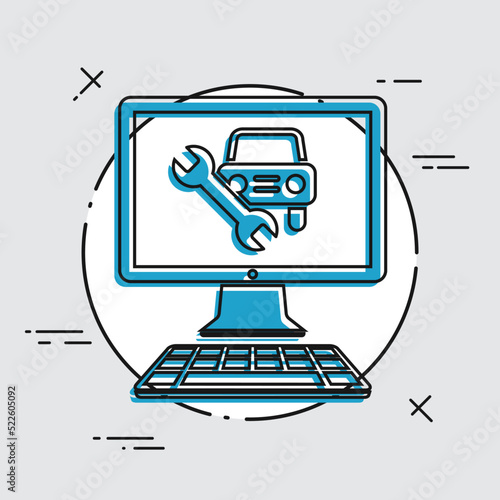 Automotive assistance services online - Vector flat icon
