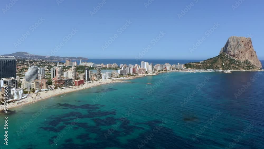 Aerial view of Calp city with beach and Ifach rock in Costa Blanca Spain Aerial view of Calp city with beach and Ifach rock in Costa Blanca Spain