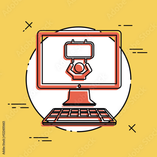 Manifestation of demonstrators or sport supporters - Vector icon for computer website or application