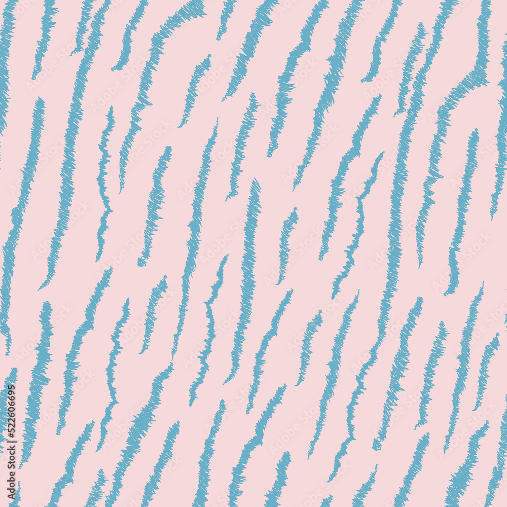 Tiger print with grainy texture. Animal skin, tiger stripes. Abstract pattern, line background. Hand drawn illustration. Poster, banner. Pink, blue colors Tiger print with grainy texture. Animal skin, tiger stripes. Abstract pattern, line background. Hand drawn illustration. Poster, banner. Pink, blue colors
