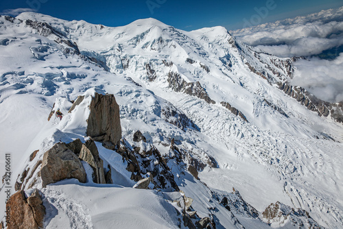 Mont Blanc Massif ice cap in Haute Savoie, Chamonix, French Alps photo