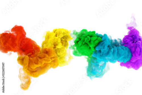 Rainbow color fantasy smoke puffs or magic clouds in white background