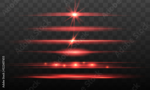 Red neon stripes, light flash lines, laser beams
