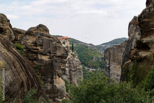 Meteors - a massif of sandstone and conglomerate rocks in central Greece at the northwestern end of the Thessaly plain near the city of Kalambaka with the Orthodox monasteries located there
