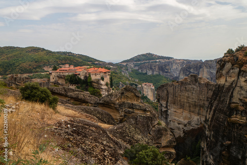 Meteors - a massif of sandstone and conglomerate rocks in central Greece at the northwestern end of the Thessaly plain near the city of Kalambaka with the Orthodox monasteries located there