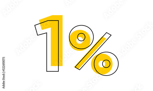 1 percent sale vector, one percent  typography vector illustration