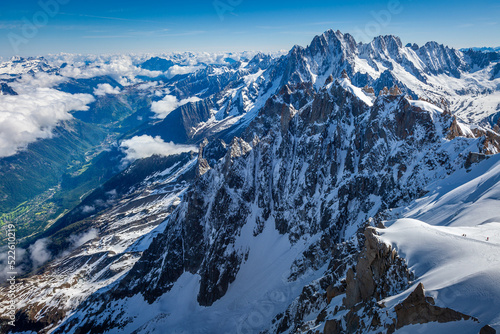 Mont Blanc Massif ice cap in Haute Savoie, Chamonix, French Alps © Aide