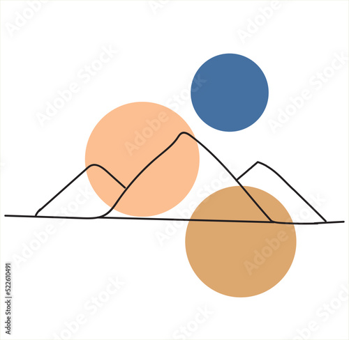 Minimal hand drawing vector with geometric shapes and stripes inspired by the pyramids of giza egypt