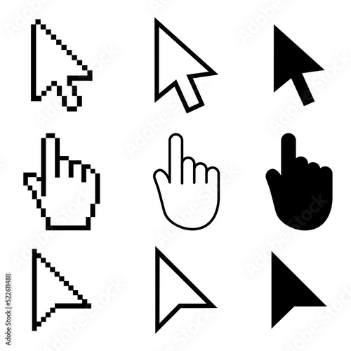 set of mouse cursor on the white background