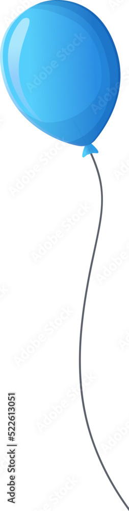 Blue balloon with string flying. Party, anniversary, birthday, New Year celebration decoration element. Blue balloon with string flying. Party, anniversary, birthday, New Year celebration decoration element.