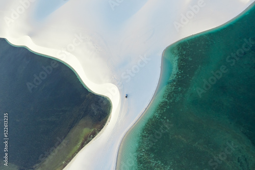 aerial view of the white sand dunes of Lencois Maranhenses photo