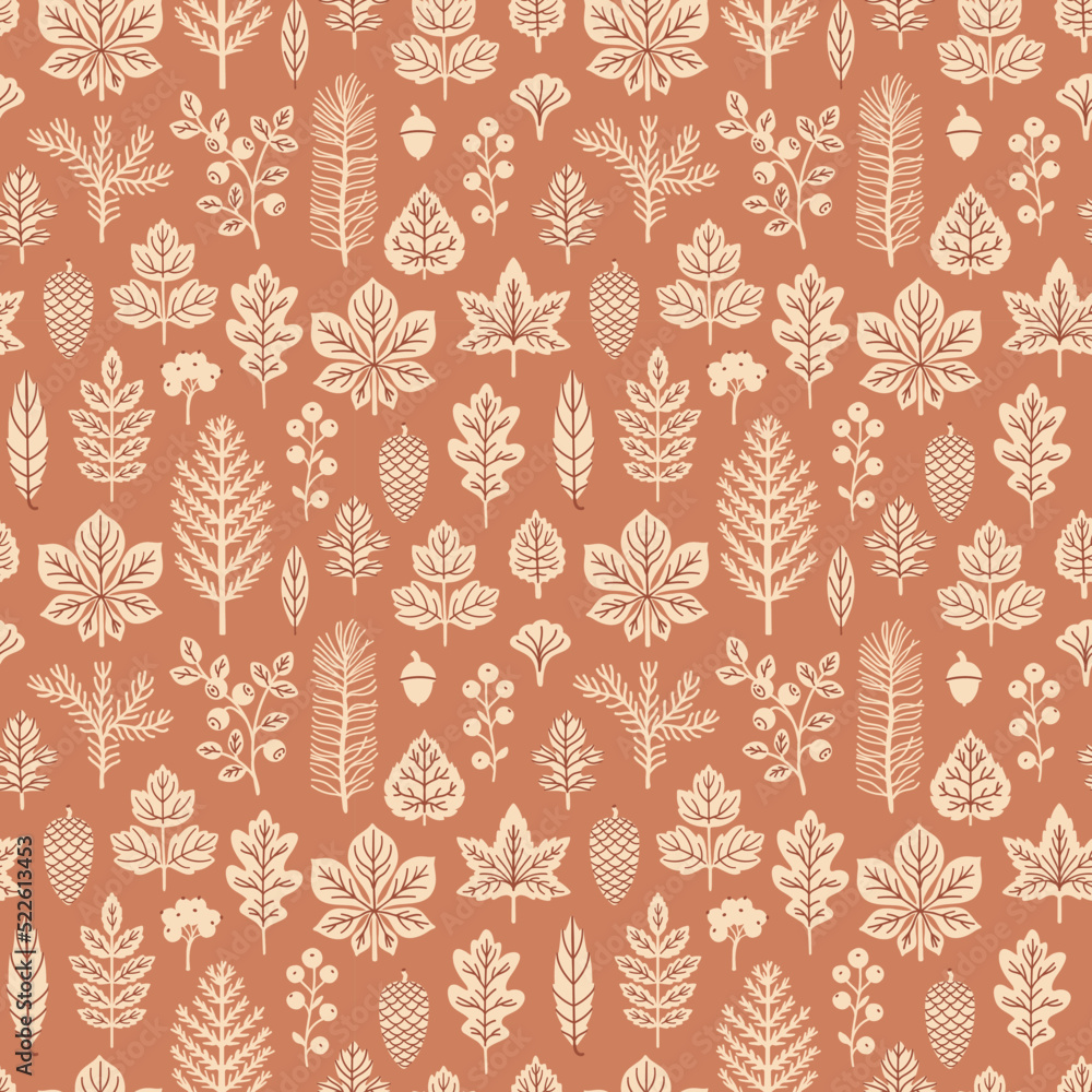 Fall leaves seamless vector pattern for fabric, wrapping paper and wallpaper