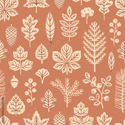Fall leaves seamless vector pattern for fabric, wrapping paper and wallpaper