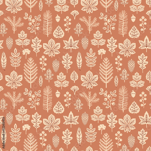 Fall leaves seamless vector pattern for fabric, wrapping paper and wallpaper