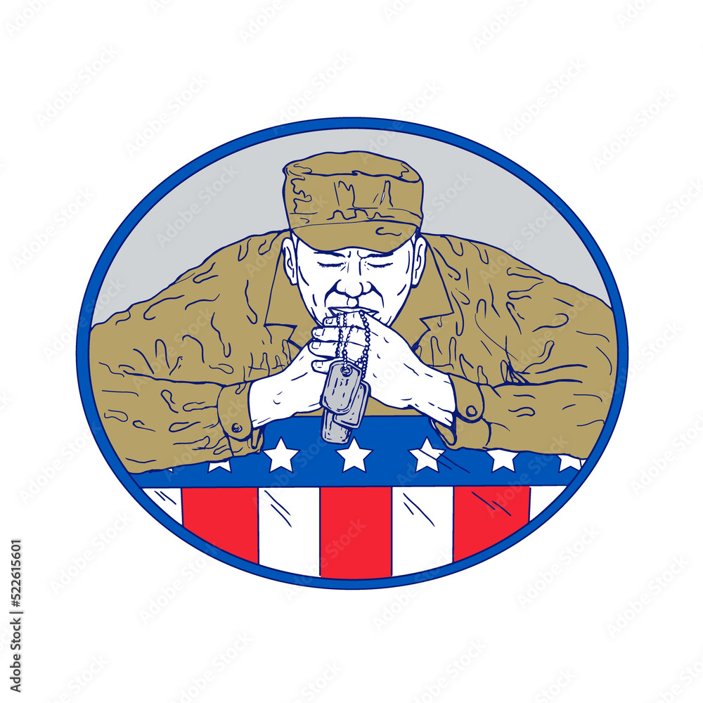 American Soldier Praying Drawing Color American Soldier Praying Drawing Color
