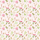 soft pink floral watercolor seamless pattern