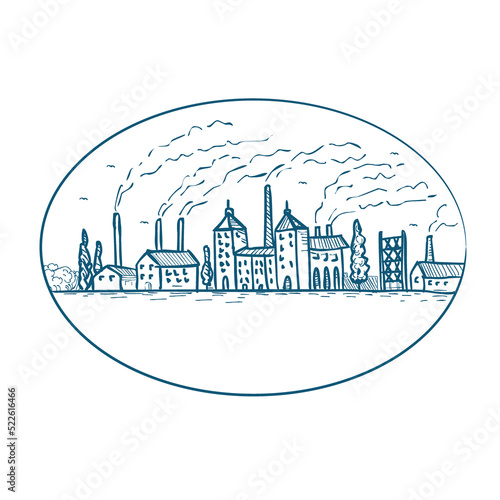 Obraz na plátně Industrial Revolution Landscape Drawing