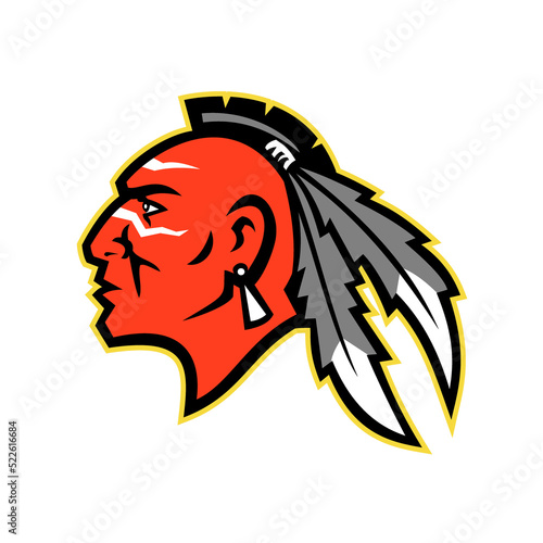 Mohawk Brave Warrior Head Side Mascot photo