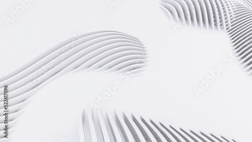 Abstract Curved Shapes. White Circular Background.