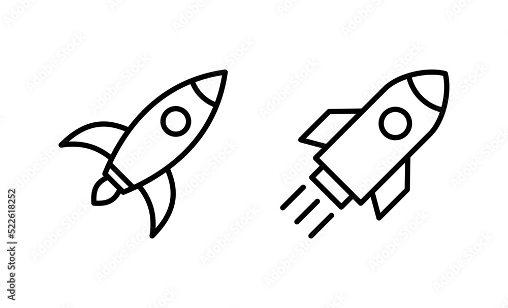 Rocket icon vector. Startup sign and symbol. rocket launcher icon Rocket icon vector. Startup sign and symbol. rocket launcher icon