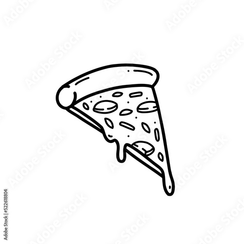 fast pizza slice doodle hand drawn illustration