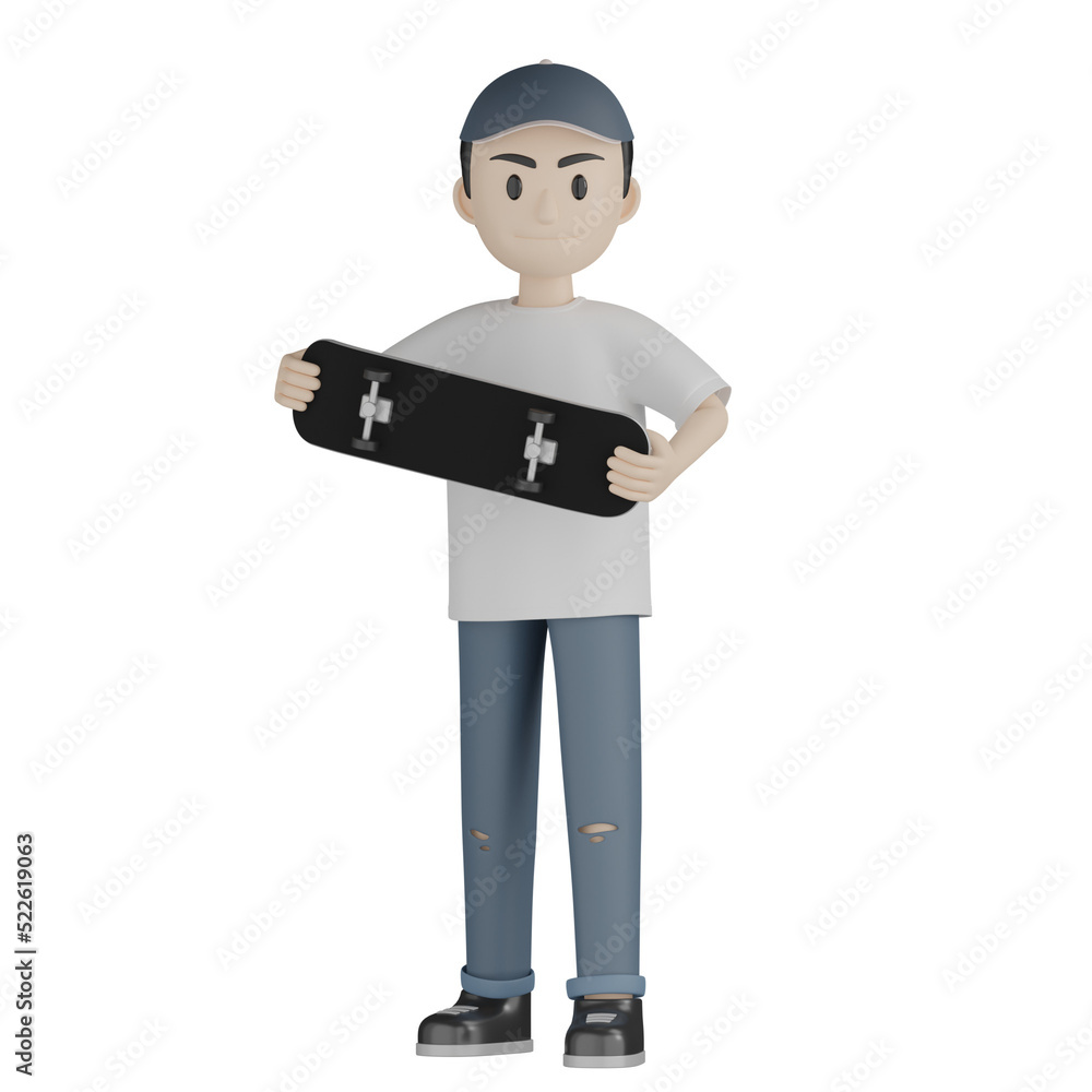 3d man with skateboard 3d man with skateboard