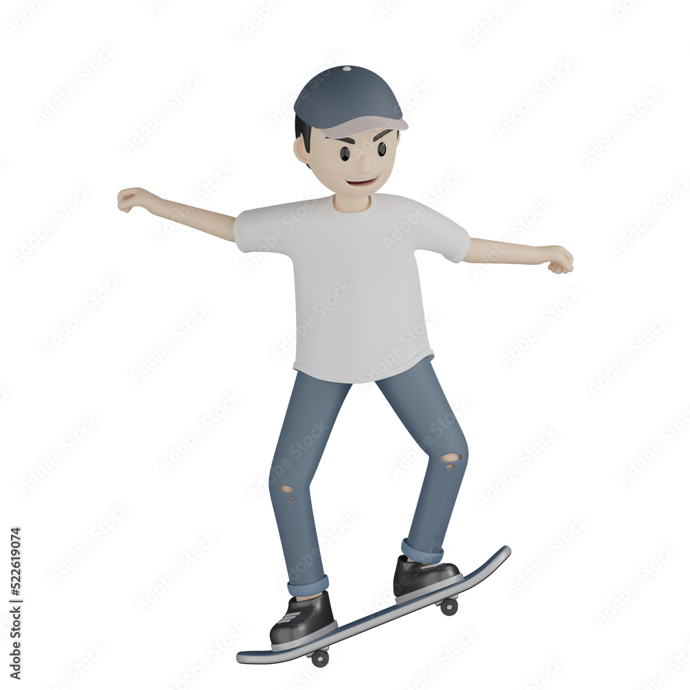 3d man with skateboard 3d man with skateboard