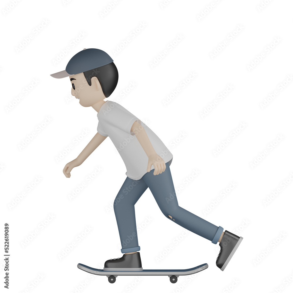 3d man with skateboard 3d man with skateboard
