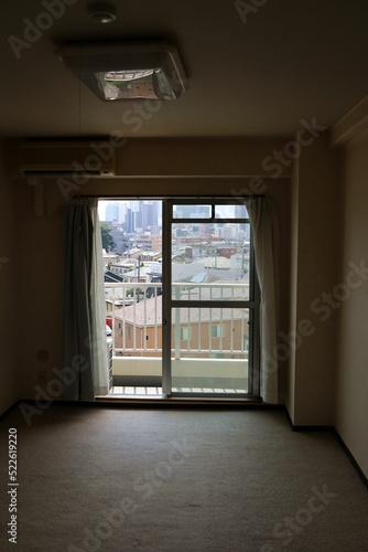 The scenery seen from the window of a vacant studio apartment.Sendai City, Miyagi Prefecture Japan August 2022.
