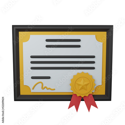 3d rendering certificate isolated useful for business, company and finance design illustration