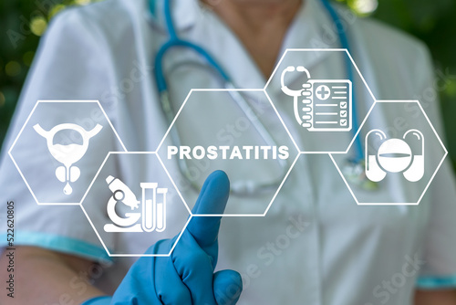 Concept of diagnosis of prostatitis or sexual dysfunction. Urologist examines male genitourinary system. Andrologist engaged in prevention and treatment of diseases of reproductive system.  photo