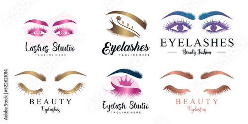 Set eyelashes logo design with modern abstract concept Premium Vector part 2