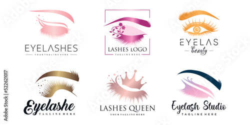 Set eyelashes logo design with modern abstract concept Premium Vector part 3