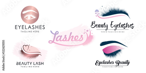 Set eyelashes logo design with modern abstract concept Premium Vector part 4