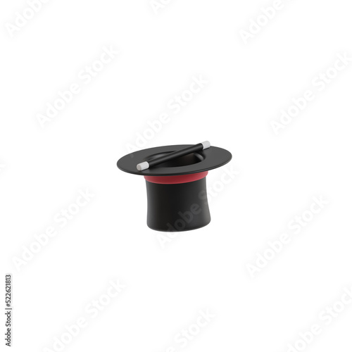 3d magic hat and wand
