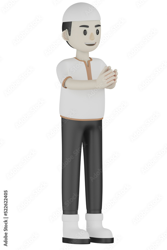 3d Muslim man in white clothes 3d Muslim man in white clothes
