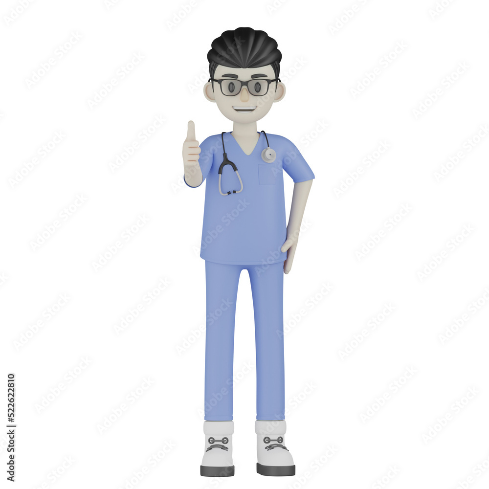 3d doctor with blue uniform