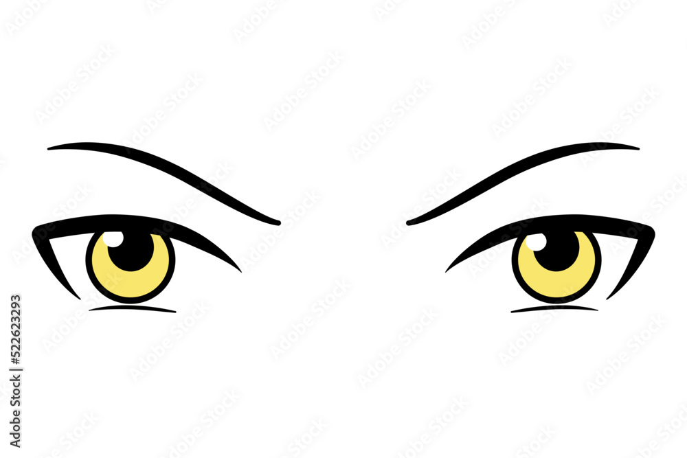 Colorful eyes collection isolated on white, modern design, Cartoon woman eyes and eyebrows with lashes. Isolated vector illustration. Can used for T-shirt print, poster and cards. cartoon anime eyes
