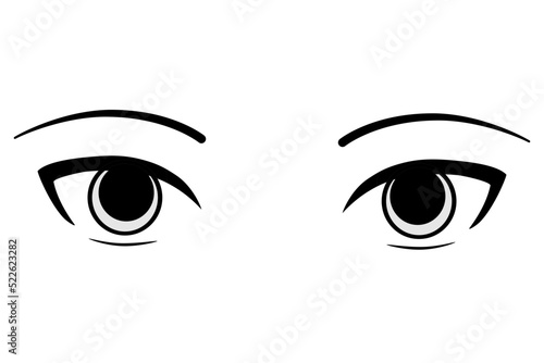 Colorful eyes collection isolated on white, modern design, Cartoon woman eyes and eyebrows with lashes. Isolated vector illustration. Can used for T-shirt print, poster and cards. cartoon anime eyes