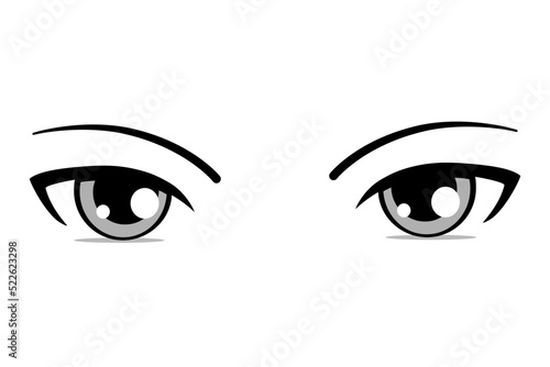 Colorful eyes collection isolated on white, modern design, Cartoon woman eyes and eyebrows with lashes. Isolated vector illustration. Can used for T-shirt print, poster and cards. cartoon anime eyes
