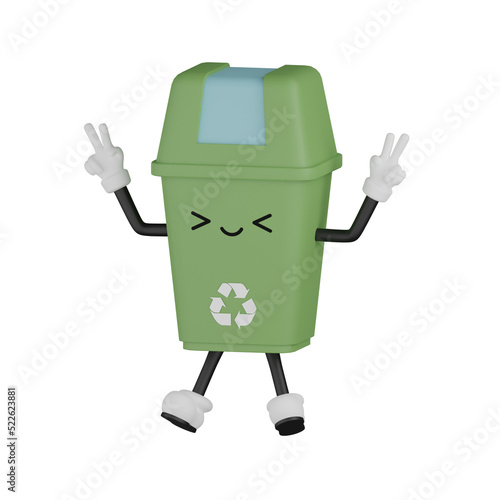 3d Green recycle bin expression