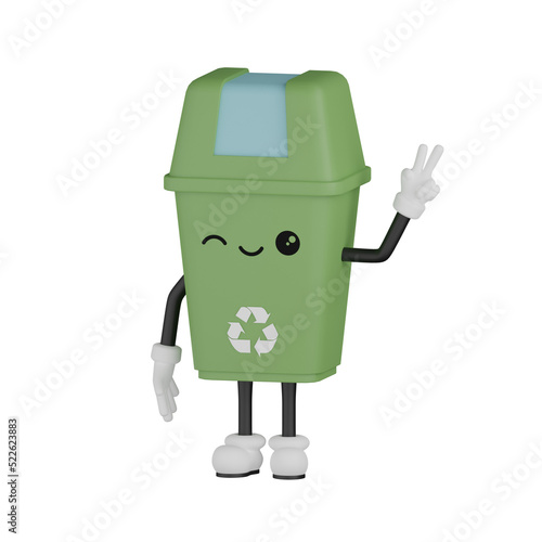 3d Green recycle bin expression