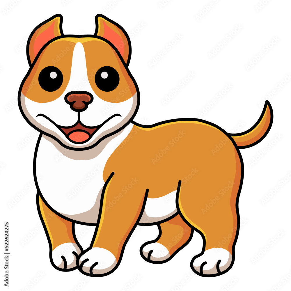 Cute smiling little pitbull cartoon Cute smiling little pitbull cartoon